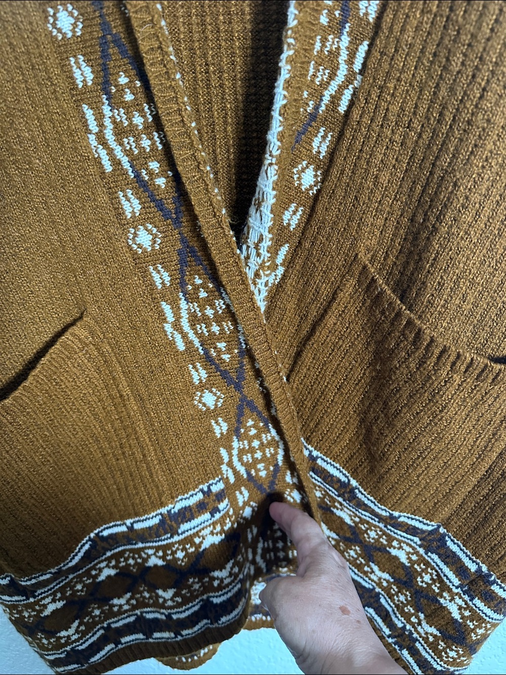 Lucky Brand Southwestern BOHO Knit Open Cardigan Sweater with Pockets Size XL - Picture 6 of 10